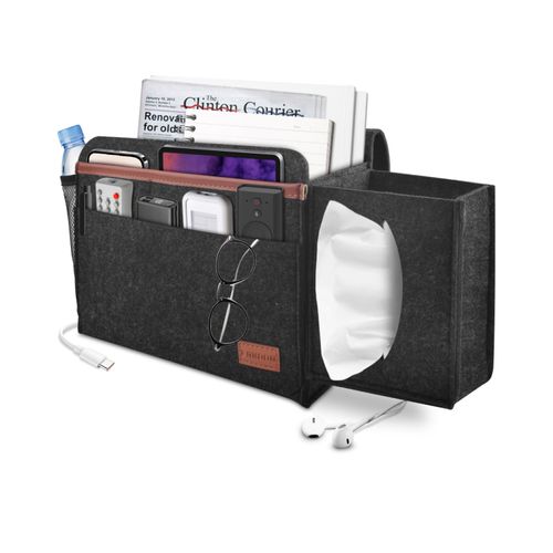 ERKOON Bedside Caddy Organiser Bed Storage Bags Felt Sofa Hanging Bag Anti-Slip, Magazine Phone Holder for Home Bed Rails ,Books, Tablet, TV Remote Control