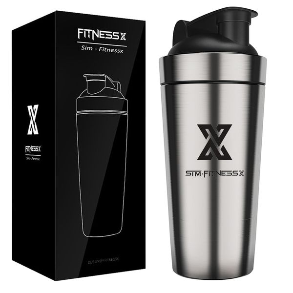 X SIM FITNESSX Shaker Edelstahl 700ml Sport Fitness c Shaker Yoga Gym Shaker Bottle Mixer (Vacumm Shaker 700ML)