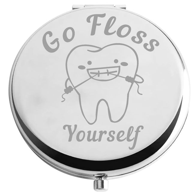 POTIY Dentist Dental Mirror Go Floss Yourself Dental Hygienist Dentists Floss and Tooth Mirror Assistant Gift (Go Floss Yourself)