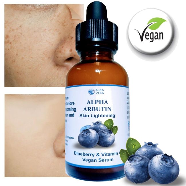 Skin Lightening Alpha Arbutin Vegan Serum Blueberry Seed & Vitamin C By ALKAVITA