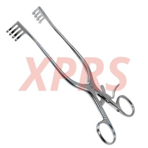Adson Retractor, 8.5", Straight Arms, 4 x 4 Sharp Teeth, Prem. German St