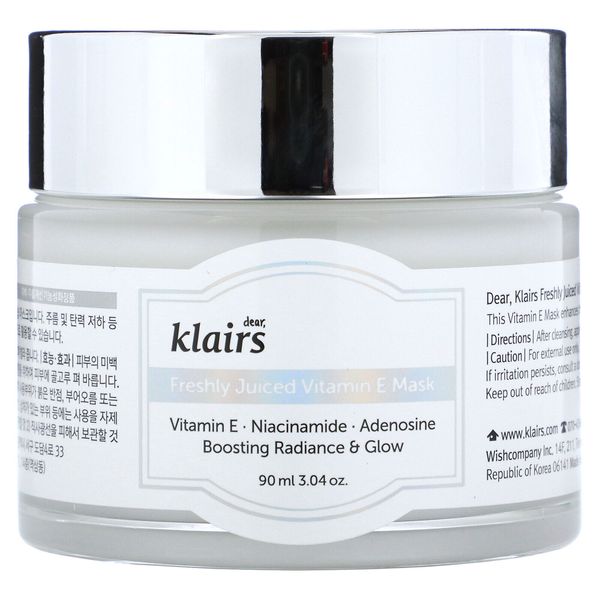 Dear, Klairs, Freshly Juiced Vitamin E Mask, 3.4 oz, Boosting Radiance & Glow