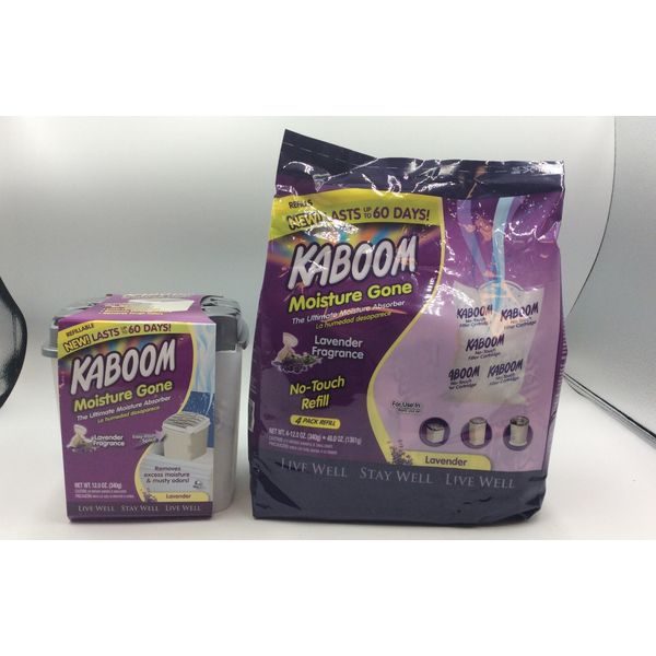 Kaboom Moisture Gone 12oz Refillable Cup & 48 oz Refill Bag Includes 4 refills