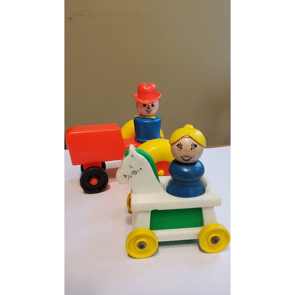 Fisher Price Tractor Hobby Horse And People Vintage