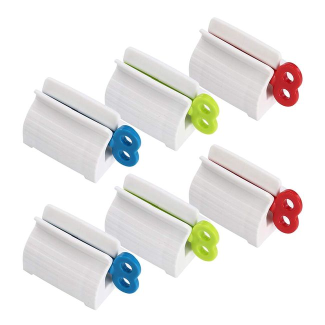 JUHONNZ Toothpaste Squeezer,6 Rolling Tube Toothpaste Dispenser for Toothpaste Seat Holder Creams Ointment and Pastes Holder Multi Purpose Red Blue Green