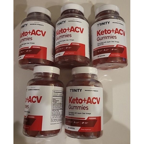 Lot Of 5 Keto+ACV Apple Cider Vinegar,B6, B12 Gummies 1000 MG 300 CT Total 03/25