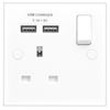 BG Electrical Single Switched Fast Charging Power Socket with Two USB Charging Ports