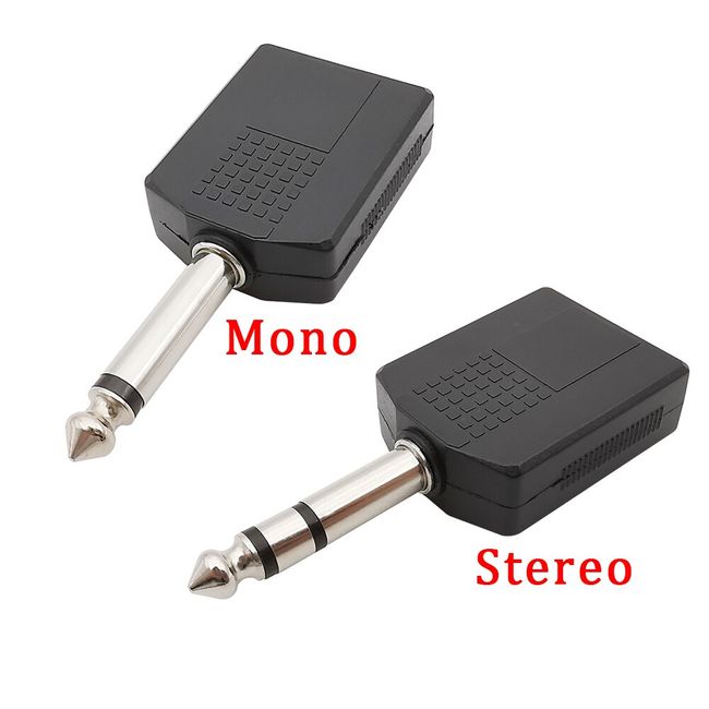 2pcs Male to Female 6.35mm Double Mono Headphone Microphone Y Splitter  Converter 1/4 Inch Stereo Audio Jack Plug Adapter (Black)