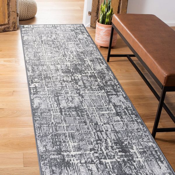 Rugshop Rugs for Kitchen Distressed Abstract Stain Resistant Soft Runner Rug 2x7