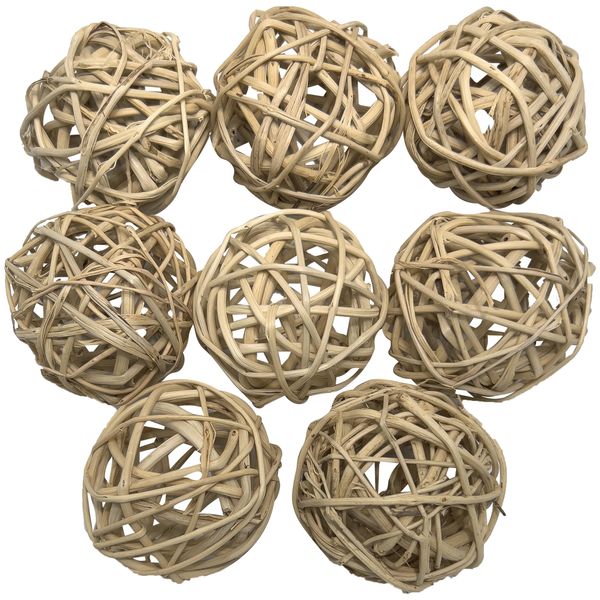 5055 Medium Natural Vine Balls Pk8 - Handwoven natural rattan vine balls, Easy to chew and break, Stuffable, Lightweight, Great for Sm to Med size pets Budgie Finch Lovebird Parrotlet Caique Conure