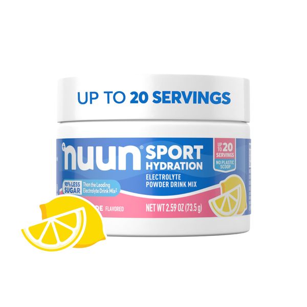 Nuun Sport Electrolyte Powder Canister - Pink Lemonade, 5 Essential Electrolytes for Hydration, Drink Mix with 15mg Magnesium, 1g Sugar, Non-GMO, Vegan, Up to 20 Servings