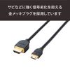 Elecom DH-HD14EM20BK Mini HDMI Cable, 6.6 ft (2 m), 4K x 2K Compatible, Black
