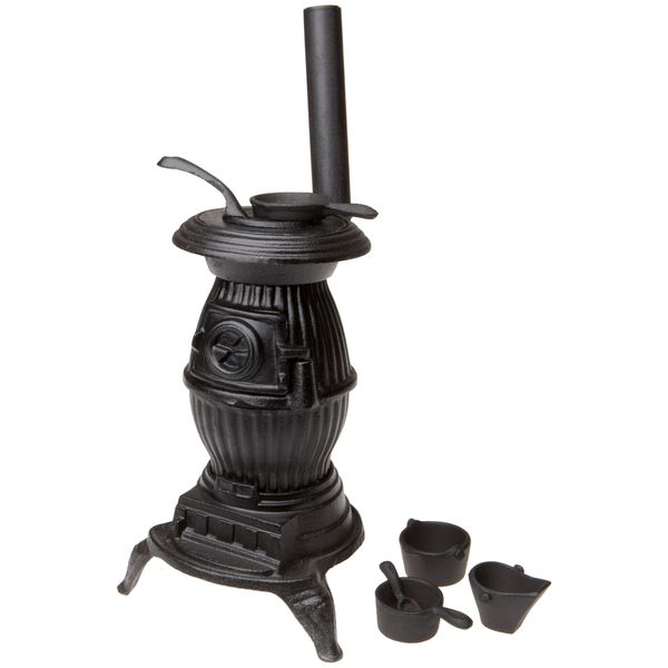 Old Mountain Black Mini Pot Belly Stove Set, with Accessories, 13 Inch Tall