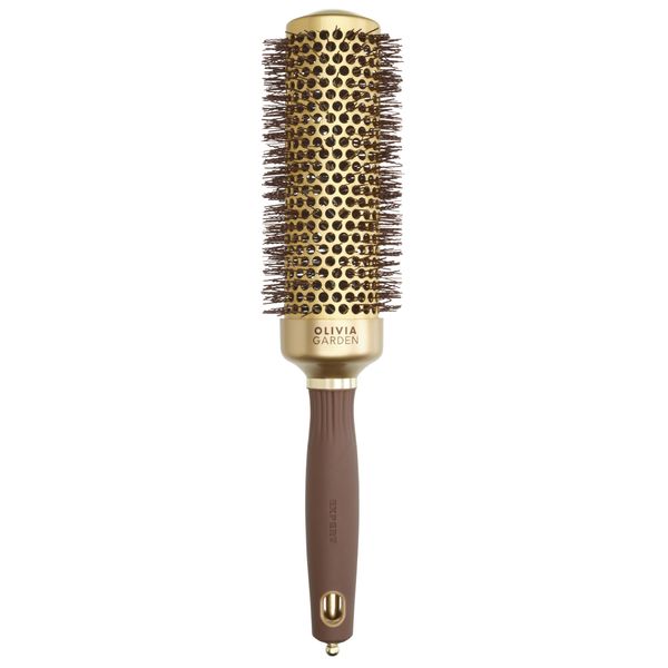 Olivia Garden Expert Blowout Speed – Gold & Brown - 45 - Ceramic Coated Round Brush with Extra Long Barrel for 25% Faster Blowouts