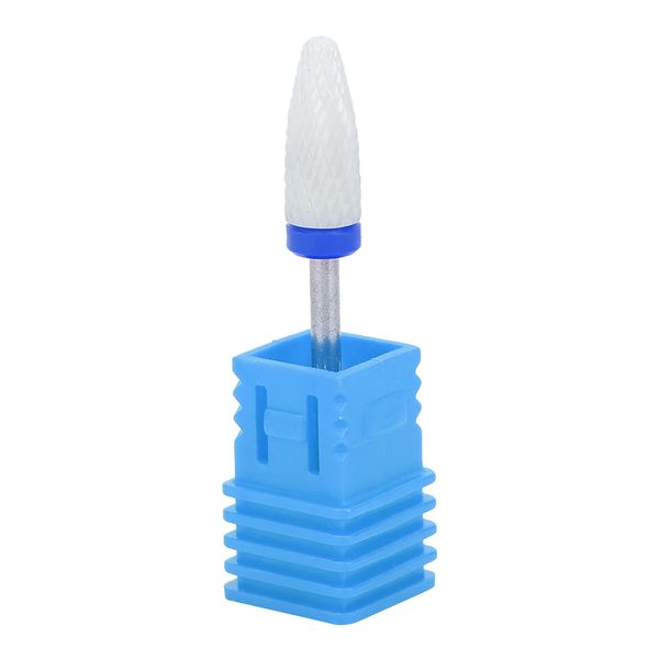 Ceramic Nail Drill Bit Corn Head Shape, Acrylic Nail Tools False Nails Accessories Professional Grinding Head for Nail Polishing(Blue)(Medium frosted M blue box)