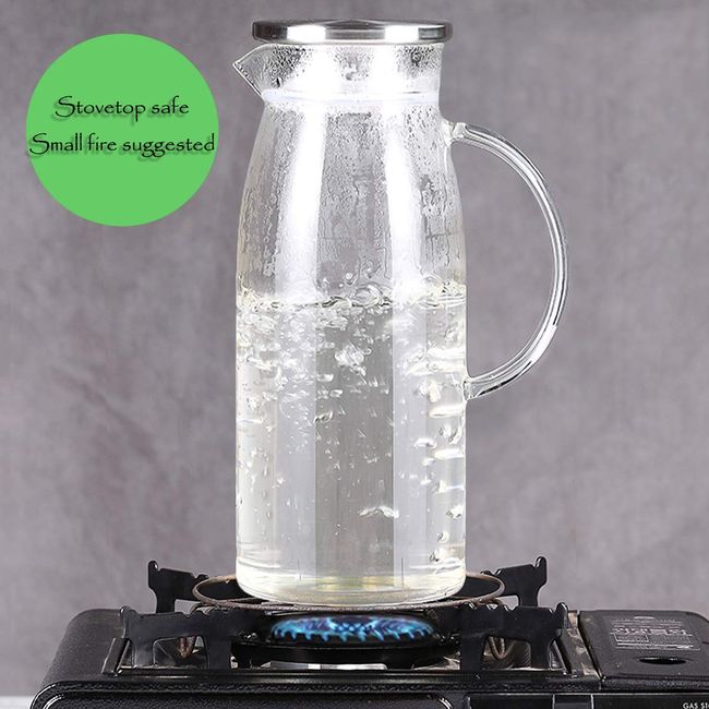 60 Ounces Glass Pitcher with Lid, Hot/Cold Water Jug, Juice and Iced Tea  Beverage Carafe