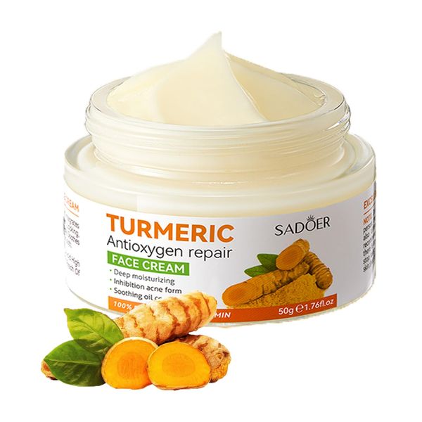 Lustwieta Turmeric Face Cream - Face Moisturiser Cream - Anti Aging & Wrinkle & Dark Spot Remove Face Cream - Skin Brightening Cream for Face Reduces Fine Lines&Skincare (yellow)