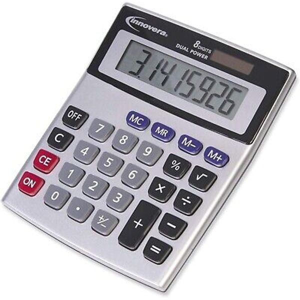 Desktop Calculator Innovera 15927, Dual Power solar/battery, 8-Digit