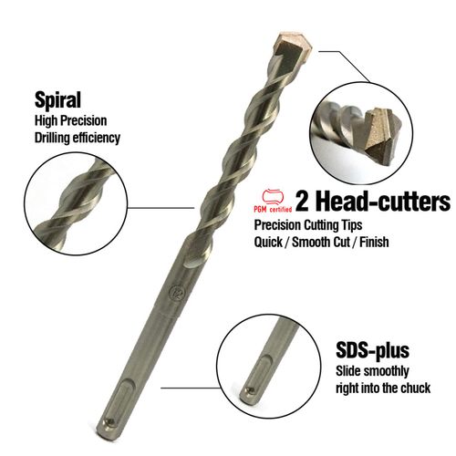 NORTOOLS SDS Plus Hammer Drill Bits 7 PCS Rotary Hammer Tungsten Carbide Tip 2 Head-cutters with PGM Mark Drill bit for Masonry, Brick