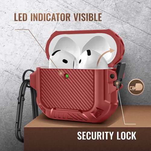 MOBOSI for AirPods 4 Case with Cleaner Kit, Compatible with AirPods 4th Generation Case Cover (2024) with Secure Lock & Keychain, Powerful Drop Protection, Shockproof Protective Hard Shell, Red