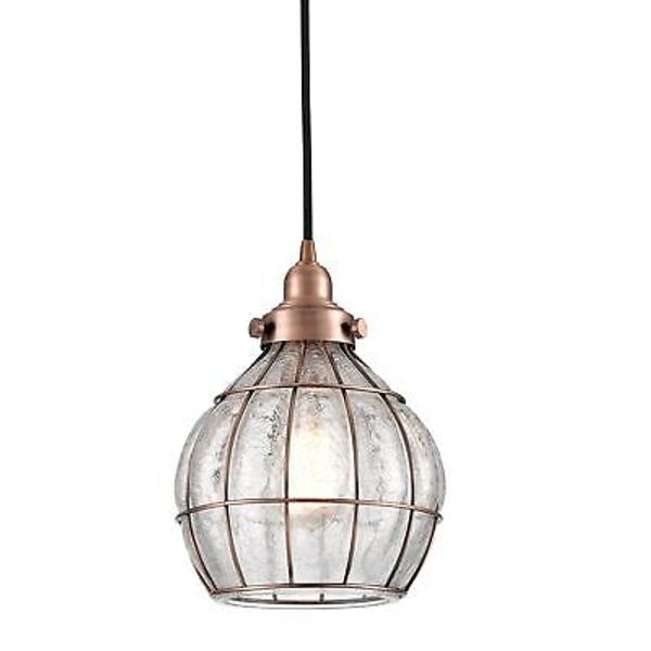 YUBOLE Vintage Pendant Light Kitchen Island Hanging Light Fixture Cracked Gla...