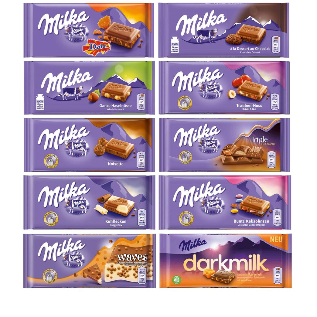 Milka Chocolate Assortment Variety Pack of 10 Full Size Bars - Randomly  Selected No Duplicates