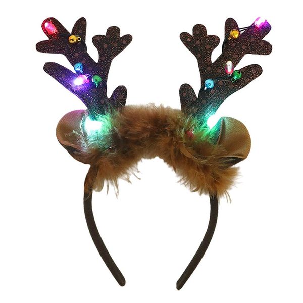 Werhonton Christmas Reindeer Headband LED Antlers Headpiece Party Light Up Deer Headband Holiday Luminous Hair Accessory for Women and Girls(1pcs) (Feather)