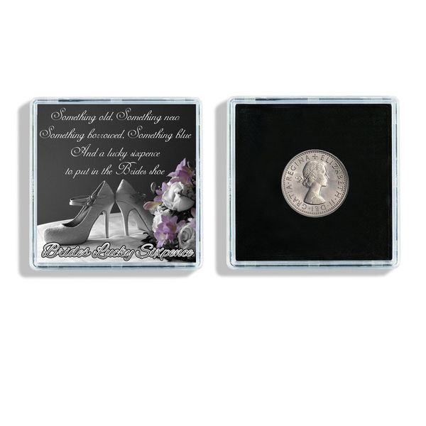 Lucky Sixpence for The Bride Poem Keepsake in Display Case Ideal Wedding Gift W104