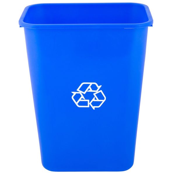 TableTop King 41 Qt. / 10 Gallon Blue Rectangular Recycling Wastebasket