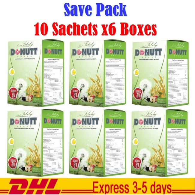 6x Donutt Total Fibely Detox Drink Healthy Skin Shine Radiance 60 Sachets