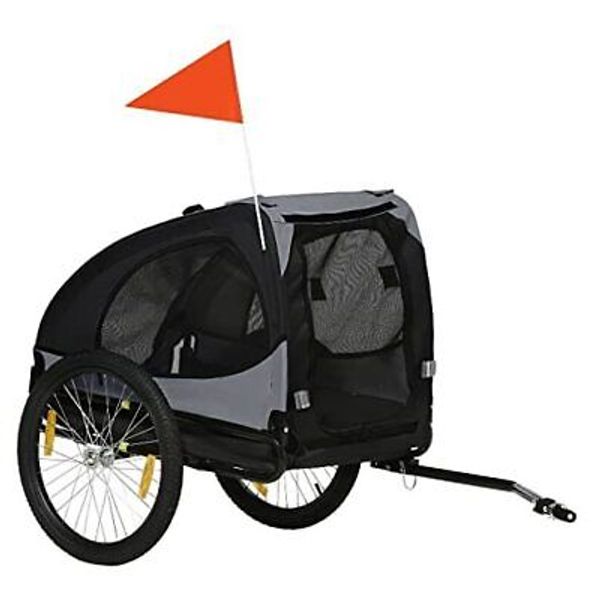 Dog Bike Trailer, Pet Bike Wagon with Steel Frame, Hitch Coupler, Quick Black