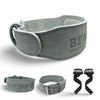 BEAR GRIP - Premium Suede Double Prong Weight Lifting Belt (Grey, Medium)