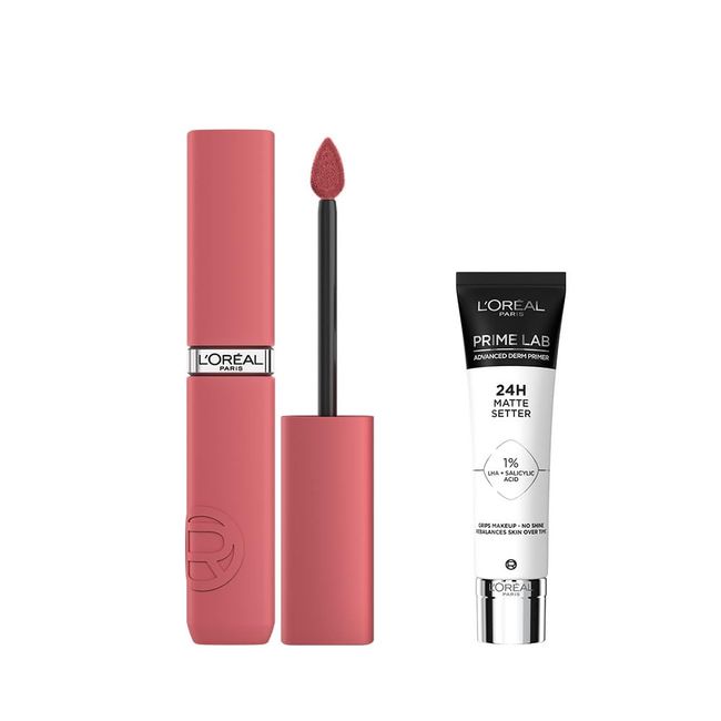 L'Oréal Paris Infaillible Matte Resistance Likit Mat Ruj 120 Major Crush & Prime Lab Matte Setter Matlaştırıcı Salisilik Asit Içeren Primer – Makyaj Bazı 10ml Makyaj Seti