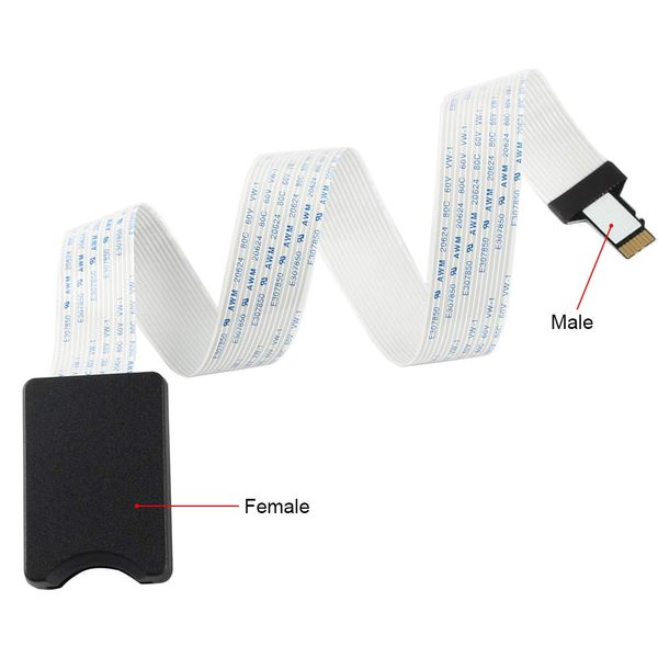 BCZAMD Micro SD/TF auf SD-Karte Verlängerungskabel Adapter Flexibler Extender SD/RS-MMC/SDHC/MMC für Drucker Monopric Select Mini/Ane A8 CR-10 Ender 3 /Raspberry Pi/GPS/TV, 48 cm /18,89 Zoll