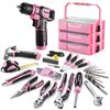 Pink Cordless Drill Driver with Toolbox 43PC wi/8V Lithium-ion Power Drill&Bits