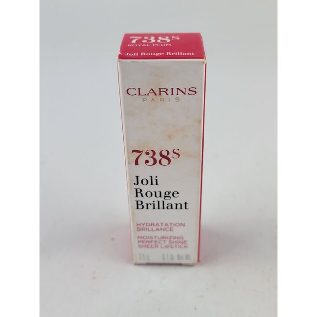 CLARINS JOLI ROUGE BRILLANT MOISTURIZING SHINE SHEER LIPSTICK 738S ROYAL PLUM