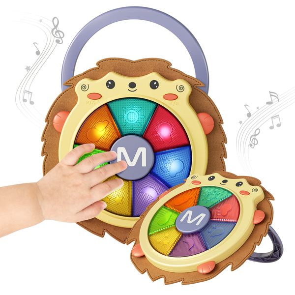 TUMAMA Baby Musical Drum Toy, Light Up Toys Electronic Music Sound Baby Toys Toddler Musical Instruments Light up Game Baby Sleep Soother Toy Christmas Birthday Gifts for Boy Girls Kids 2 3 Years