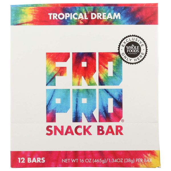 FROPRO Plant Protein Snack Bars - Plant Based Protein Bars, All-Natural, Gluten, Dairy, & Soy Free, High Protein Bars with Low Calories | Tropical Dream, 12 Pack