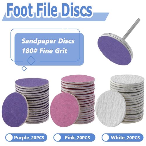 Mesee 60 Pieces Sanding Paper Discs for Pedicure 25mm Self-Adhesive Sandpaper Disk Pads with Nail Drill Bit Electric Foot File Sanding Disc Replacement for Manicure Pedicure Dead Skin Callus Removal