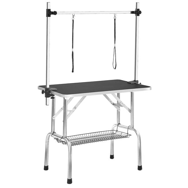36" Pet Dog Cat Grooming Table Foldable Adjustable Arm w/ Noose & Mesh Tray