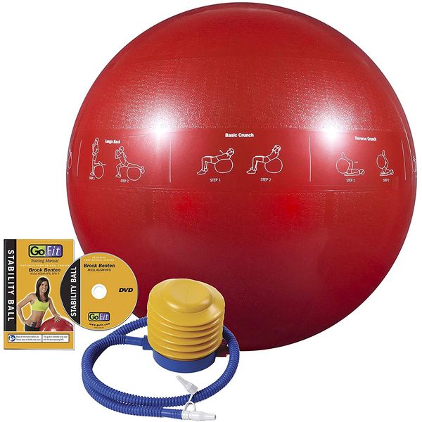 GoFit ProBall Stability Ball for Yoga, Fitness, Balance, Exercise Ball, Red 65cm