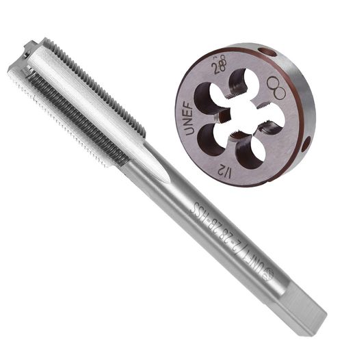 Saihisday 1/2-28 (1/2x28) TPI Tap and Die Set UNEF HSS Right Hand Machine Thread Tap And Round Thread Die RH