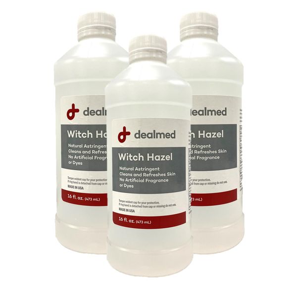 Dealmed Witch Hazel, 16 oz. | Natural Astringent Cleans and Refreshes Skin | No Artificial Fragrance or Dyes (Pack of 3)