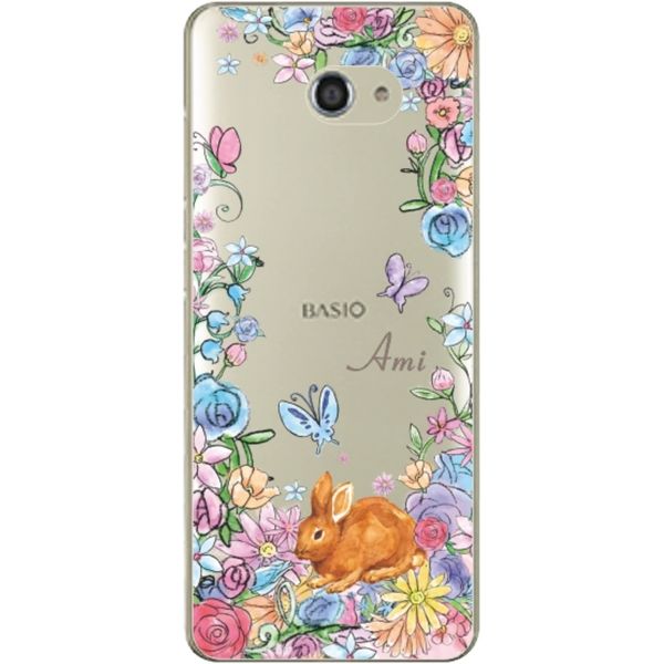BASIO4 KYV47 Personalized Rabbit Smartphone Case Mobile Case Android BASIO 4 Shock Resistant Wireless Charging Smartphone Payment Possible Flower Field Rabbit