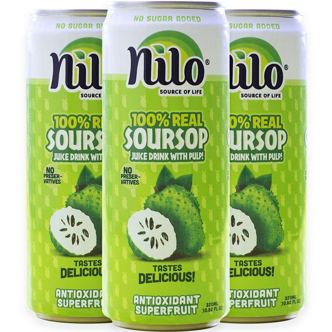 NILO Soursop Juice | 100% Real Guanabana Soursop Graviola | NO Sugar added | NOT From Concentrate | 10.8 oz (Pack of 12)