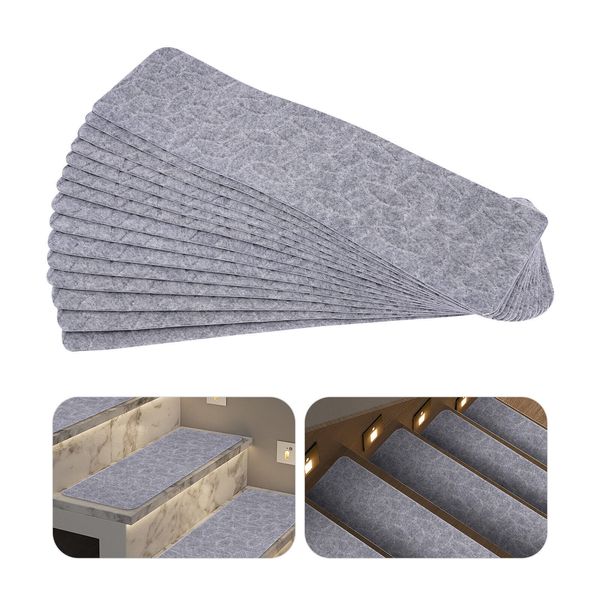 15PCS Gray Non-Slip Carpet Stair Treads 30" x 8" Mats Indoor for Wooden Steps