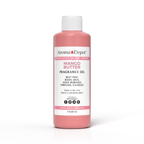 Aroma Depot Mango Butter 4 oz. Perfume Oil for Making, Body Oil, Soap, Candle Making & Incense. Our Version is a Premium Quality Undiluted & Alcohol Free