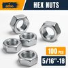 Hex Nuts Assortment – Stainless Steel 304 Hardware Nuts (5/16"-18, 100pcs)