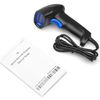 LCD Barcode Reader, USB Type Handheld Barcode Reader, Laser Type, Barcode Scanner, No Setup, Easy to Read from a Distance, 200 Times Per Second Reading! Convenient Input Device (Blue and Black)