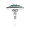 Esse Marcasite Sterling Silver Black Enamel Green Chalcedony & Marcasite Statement Ring (O)